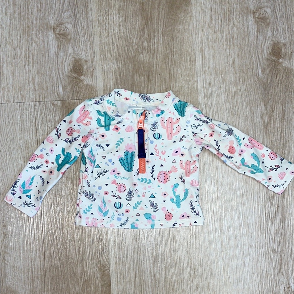 Ruffle Butts Desert Rose Southwest Inspired Long Sleeve Swim Rash Guard 6/12m